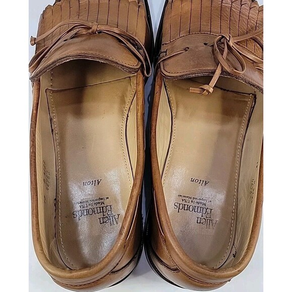 Allen Edmonds Alton Men’s 13 D Brown Slip On Kiltie Loafers Shoes Fringe USA - Picture 10 of 16
